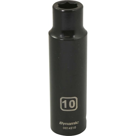 Dynamic 1/2" Drive Deep Socket, Black Phosphate, Tools 1/2" Drive 6 Point Metric, 10mm Deep Length D014210